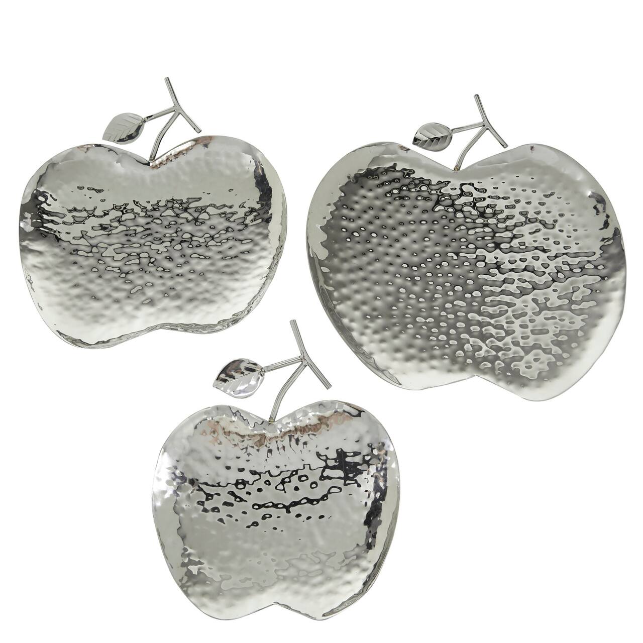 Silver Apple Stainless Steel Contemporary Tray Set